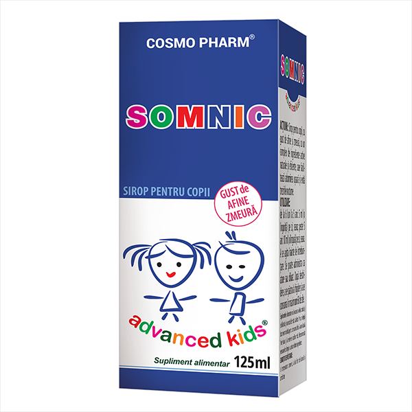 Sirop cu gust de afine și zmeură pentru copii - Somnic Advanced Kids, 125 ml, Cosmopharm