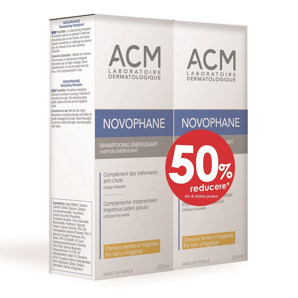 Pachet Sampon Energizant Novophane, 200 ml + 50% Reducere La Al Doilea Produs, ACM