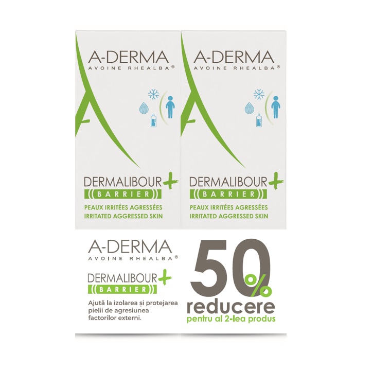 Pachet Crema protectoare Dermalibour+ Barrier, 100 ml + 100 ml 50% reducere la al doilea produs, A-Derma