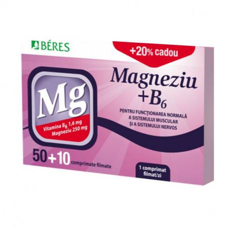 Magneziu + B6, 50 comprimate + 10 GRATUIT, Beres Pharmaceuticals Co