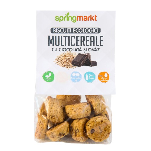 BISCUITI ECOLOGICI DE MULTICEREALE CU CIOCOLATA SI OVAZ,100GR, ADAMS VISION