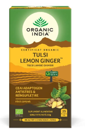 Ceai adaptogen tulsi lamaie &ghimbri%25 plib bio organic india