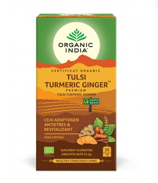 Ceai adaptogen turmeric si ghimbir*25 plic bio organic india
