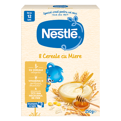 Cereale Nestlé 8 Cereale cu Miere, 250g, de la 12 luni