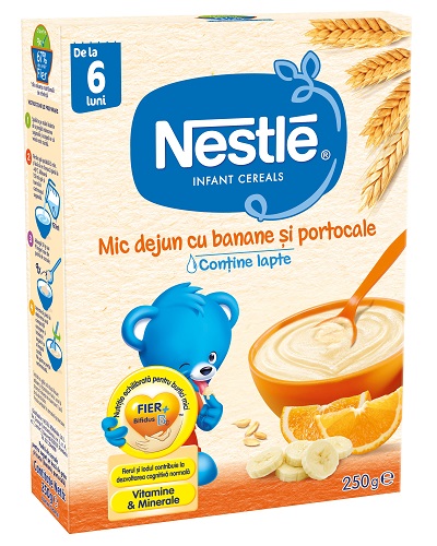 Cereale Nestlé Mic dejun cu banane și portocale, 250g, de la 6 luni