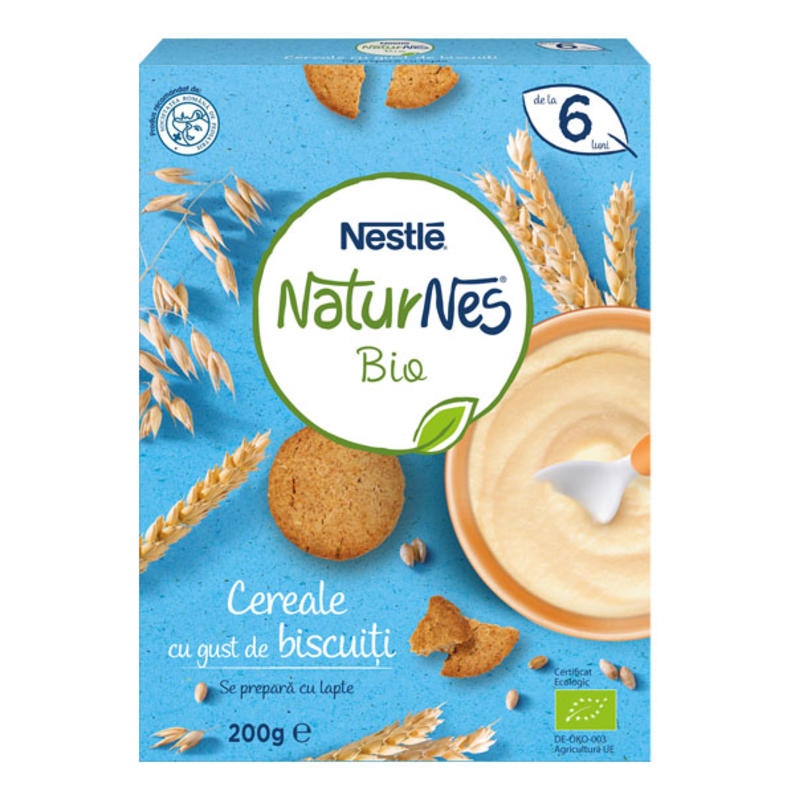 Cereale Nestlé® Naturnes Bio cu gust de biscuiți, de la 6 luni