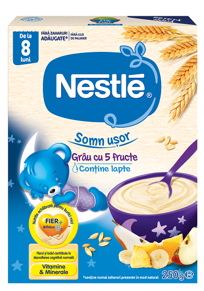 Cereale Nestlé Somn ușor Grâu cu 5 fructe, 250g, de la 8 luni