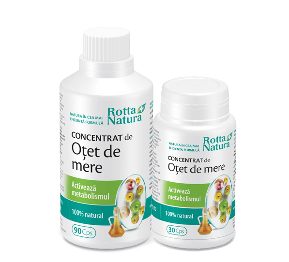 ROTTA NATURA Concentrat de oțet de mere, pachet 90 capsule + 30 capsule