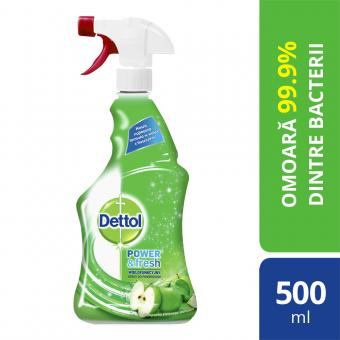 Spray dezinfectant multifunctional Dettol Power & Fresh, Sparkling Refreshing Green Apple, 500 ml