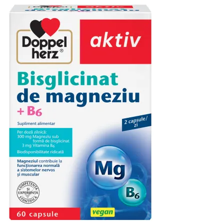 DOPPELHERZ Doppelherz aktiv bisglicinat de magneziu +b6*60caps