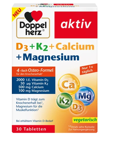 DOPPELHERZ Doppelherz aktiv d3+k2+calcium+magnesium 30 cps