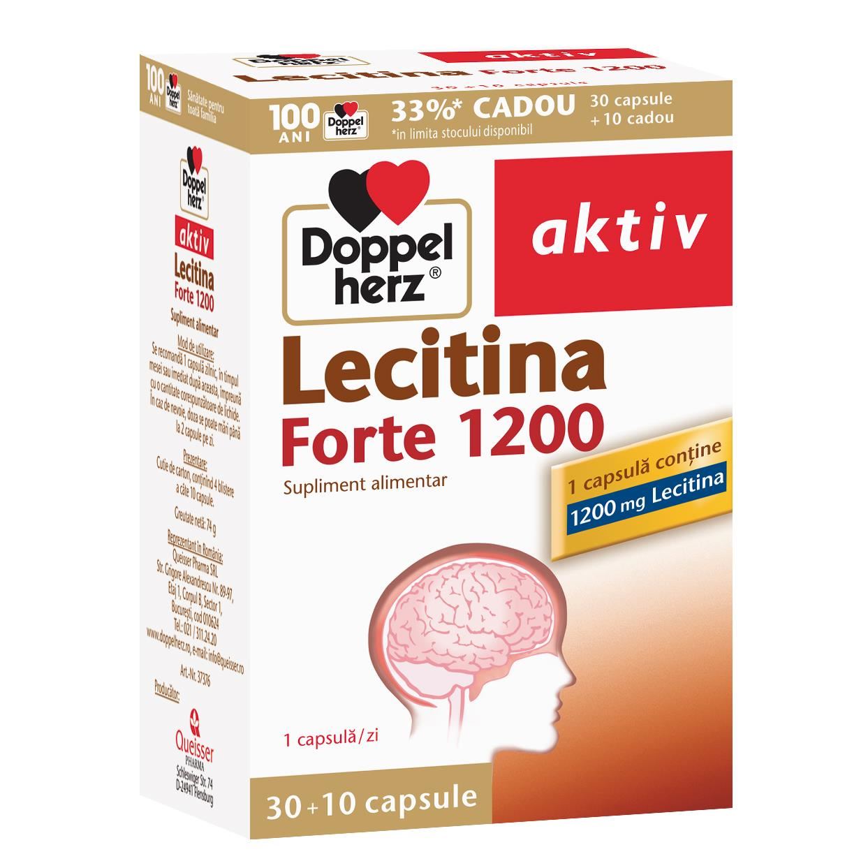 Lecitină Forte 1200, 30 + 10 comprimate CADOU, Doppelherz aktiv