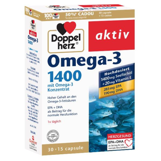 Omega-3 1400 mg, 30 + 15 comprimate CADOU, Doppelherz aktiv