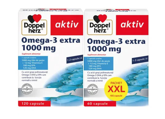 DOPPELHERZ Doppelherz aktiv omega 3 extra 1000mg, pachet 120cp+60cp