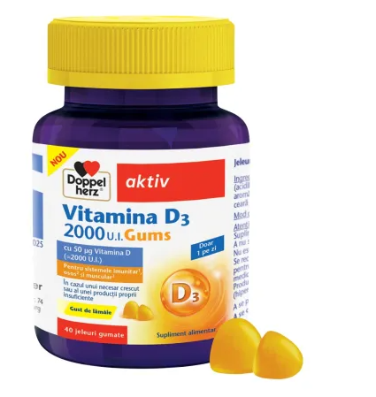 DOPPELHERZ Doppelherz aktiv vitamina d3 2000 ui ct*40 jeleuri