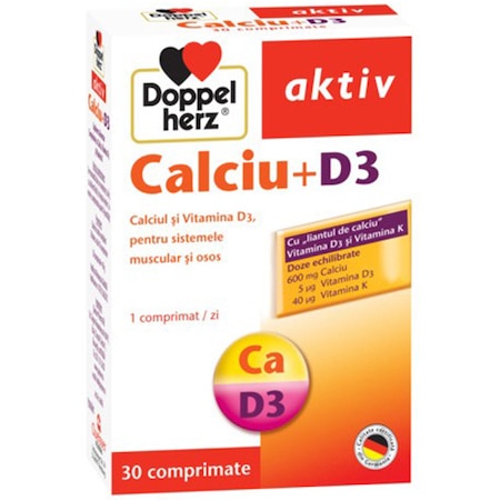 Calciu + D3 pentru oase și mușchi, 30 comprimate, Doppelherz