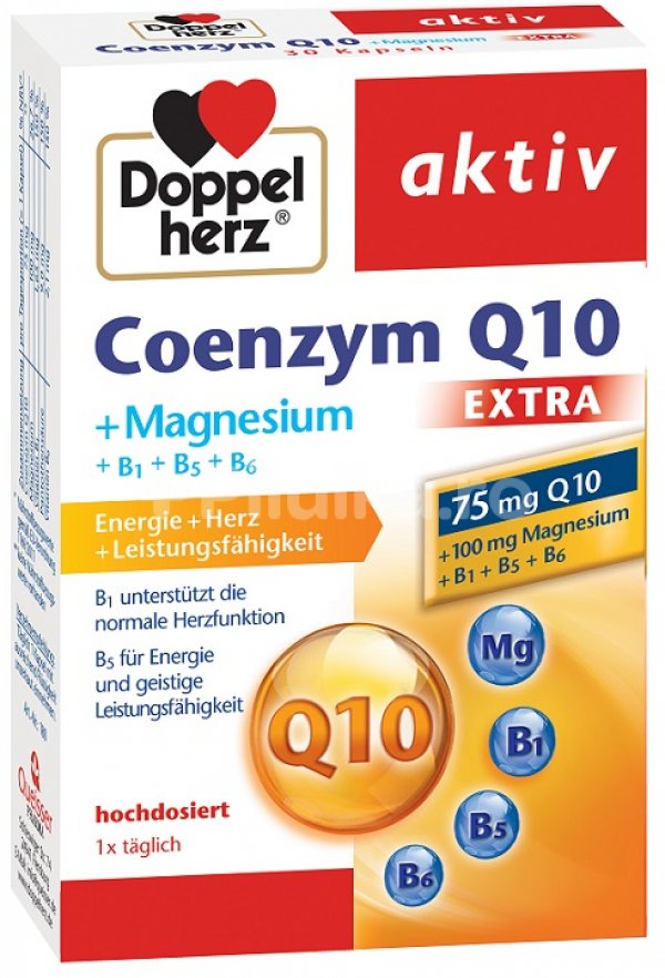 Coenzima Q10 Extra, Magneziu, B1, B5 si B6 DoppelHerz Aktiv, 30 cps, Queisser Pharma