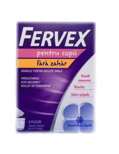 FERVEX  PENTRU COPII  FARA ZAHAR 280 mg/100 mg/10 mg x 8