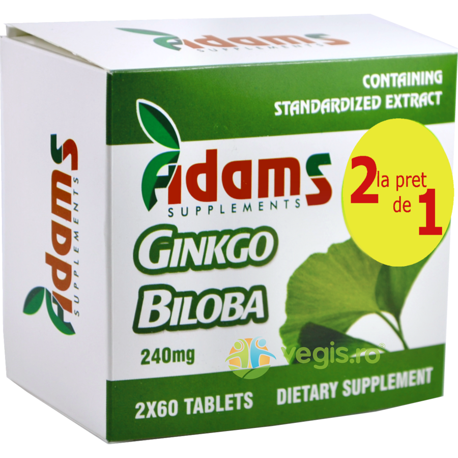 Ginkgo Biloba 240 mg 1+1 cadou, Adams