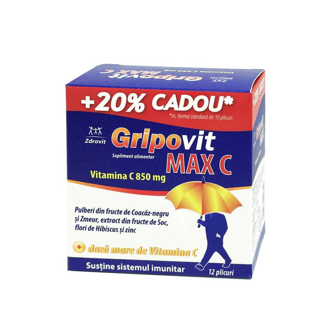 Gripovit Max C, 10 plicuri + 20% CADOU, Zdrovit