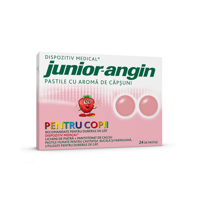 Junior Angin cu aroma de capsuni pentru copii, 24 pastile, Klosterfrau