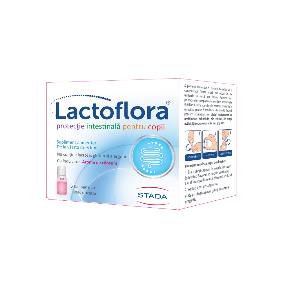 Protector intestinal pentru copii, Lactoflora, 5 FL x7 ml, Stada