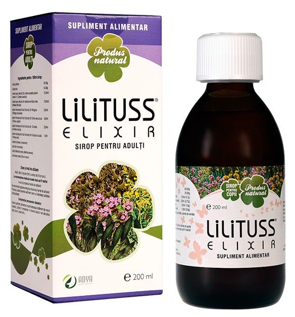 Sirop pentru adulți Lilituss Elixir, 200 ml, Adya