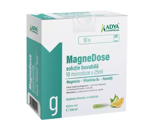 ADYA GreenPharma Magnedose sol.buvabila 10 monodoze 25 ml adya