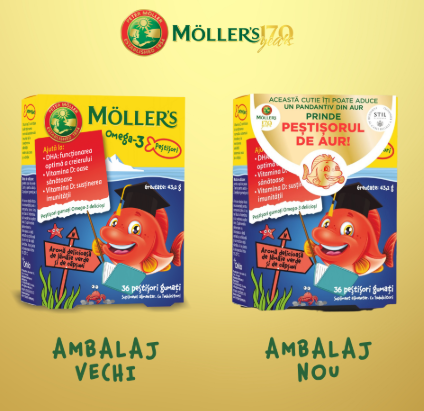 MOLLER'S moller's omega 3, 36 pestisori gumati capsuni