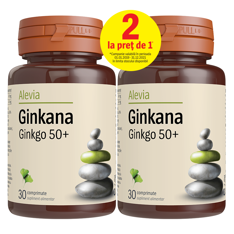 Pachet Ginkana Ginkgo 50 +  30 comprimate, Alevia (1+1)