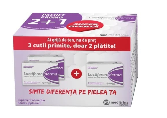Pachet lactiferon derma x 30 cpr 2+1 gratis
