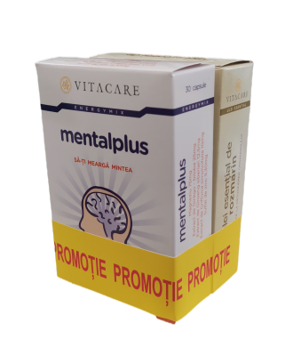 Pachet Mental Plus, 30 comprimate, Vitacare + Ulei esential de Rozmarin, 30 capsule, Vitacare