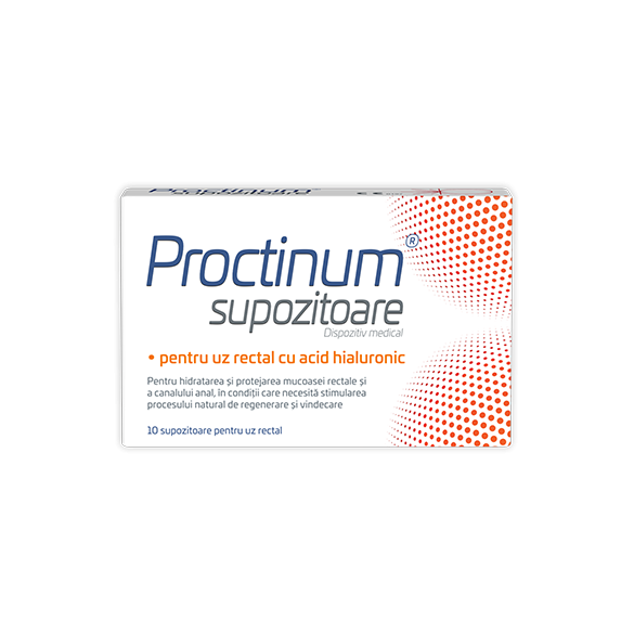 Proctinum supozitoare cu acid hialuronic pentru hemoroizi, 10 supozitoare, Zdrovit