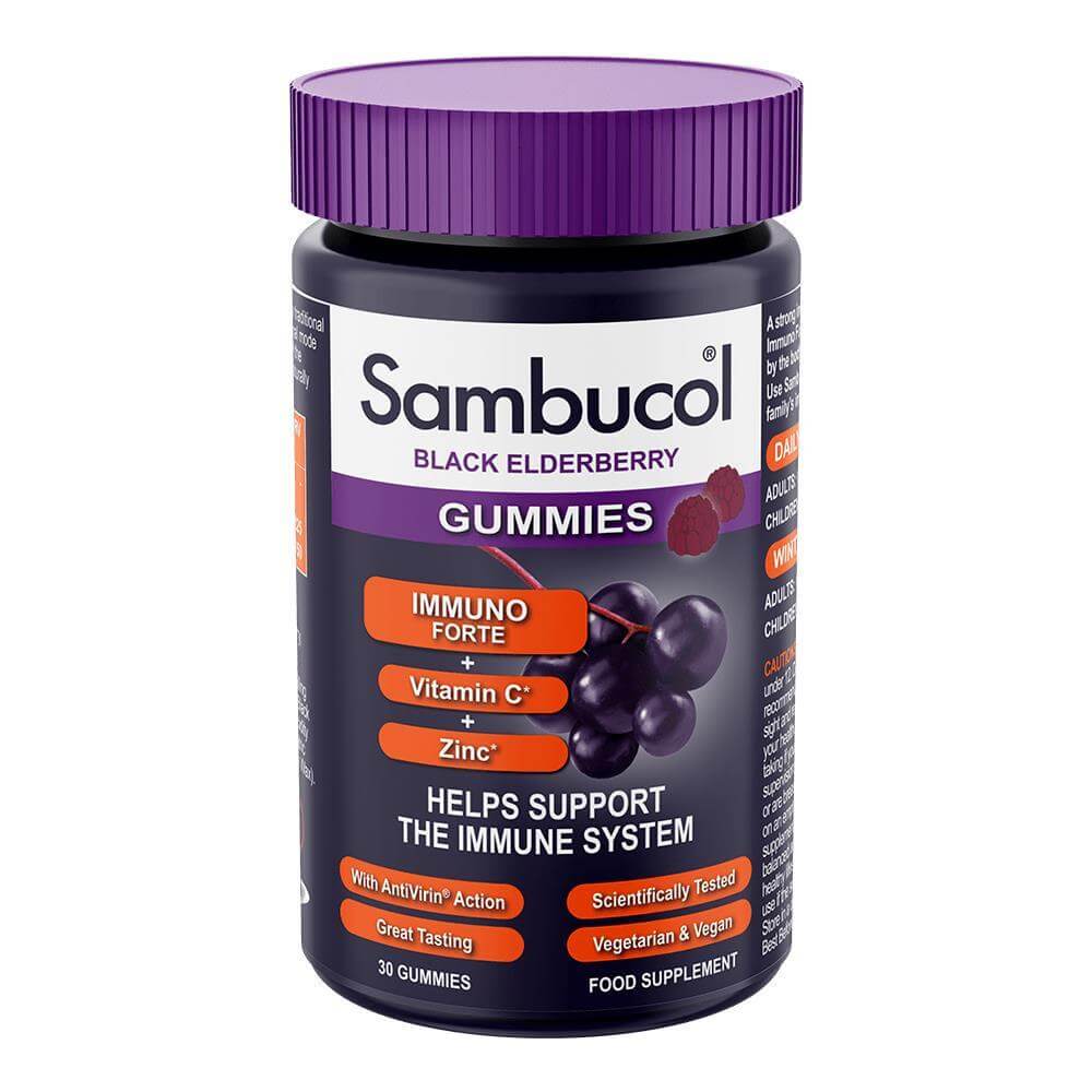 SAMBUCOL IMMUNO FORTE + VITAMIN C+ ZINC JELEURI IMUNITATE ADULTI SI COPII 30 BUC