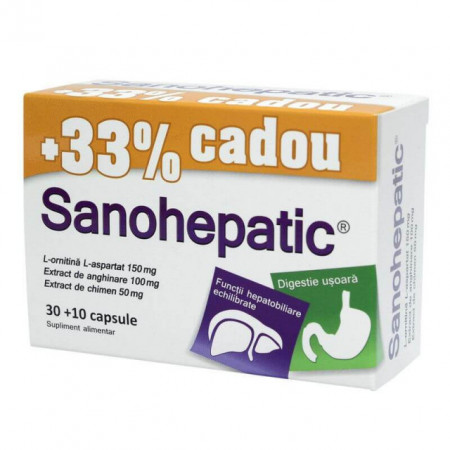 SanoHepatic, 30 cps + 10 cps Gratis (33% Cadou),  Zdrovit