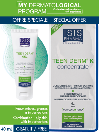 Teen Derm K Concentrate Gel-Crema Anti-imperfectiuni x 30 ml + Teen Derm Gel x 40 ml CADOU IsisPharma