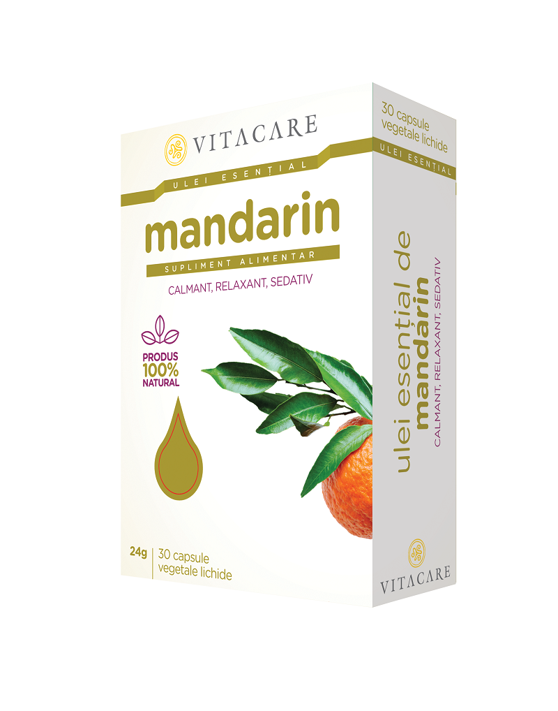 Ulei esențial de Mandarin, 30 capsule, Vitacare