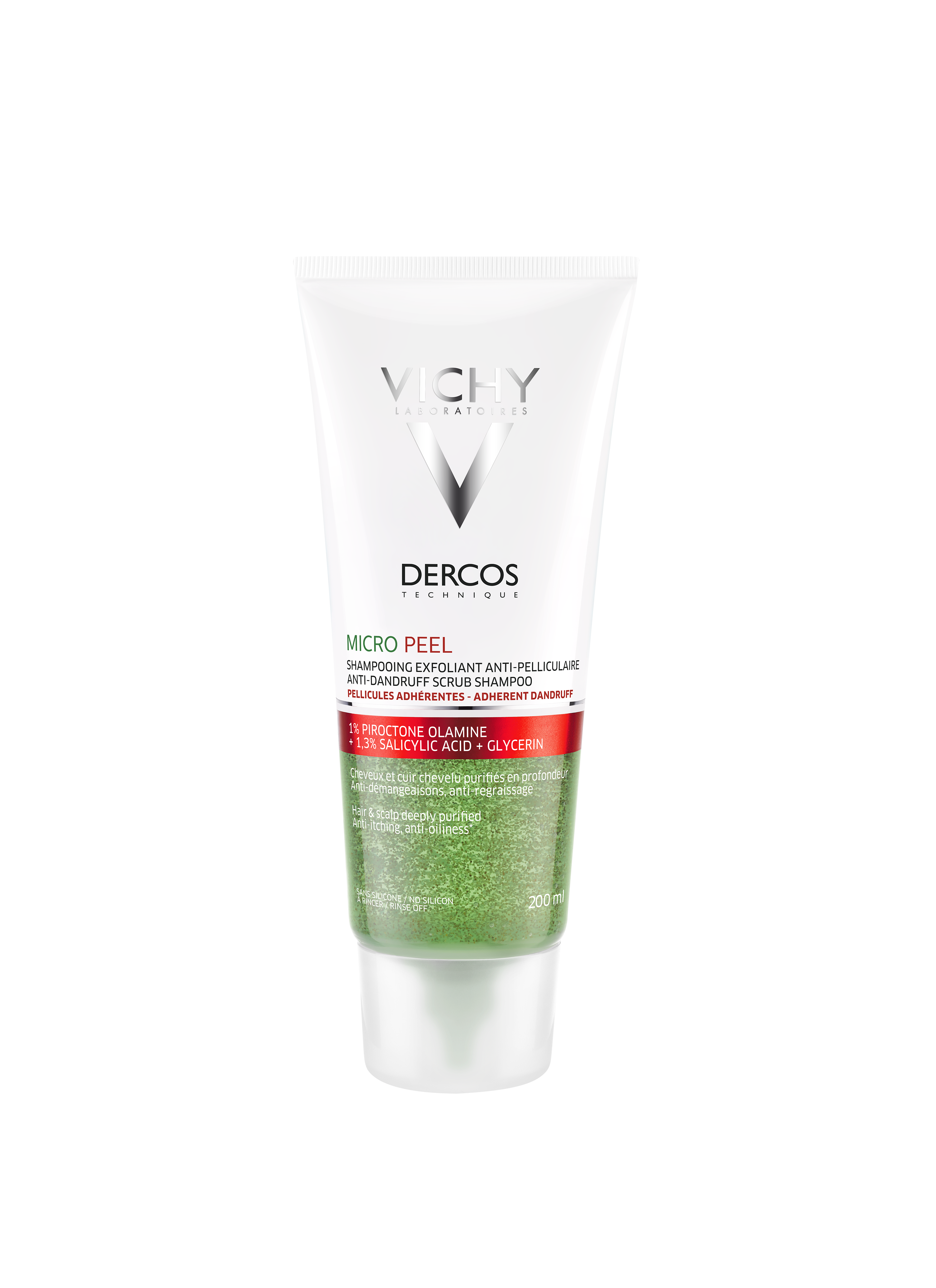 VICHY Dercos MICROPEEL Șampon exfoliant împotriva mătreții aderente, 200 ml