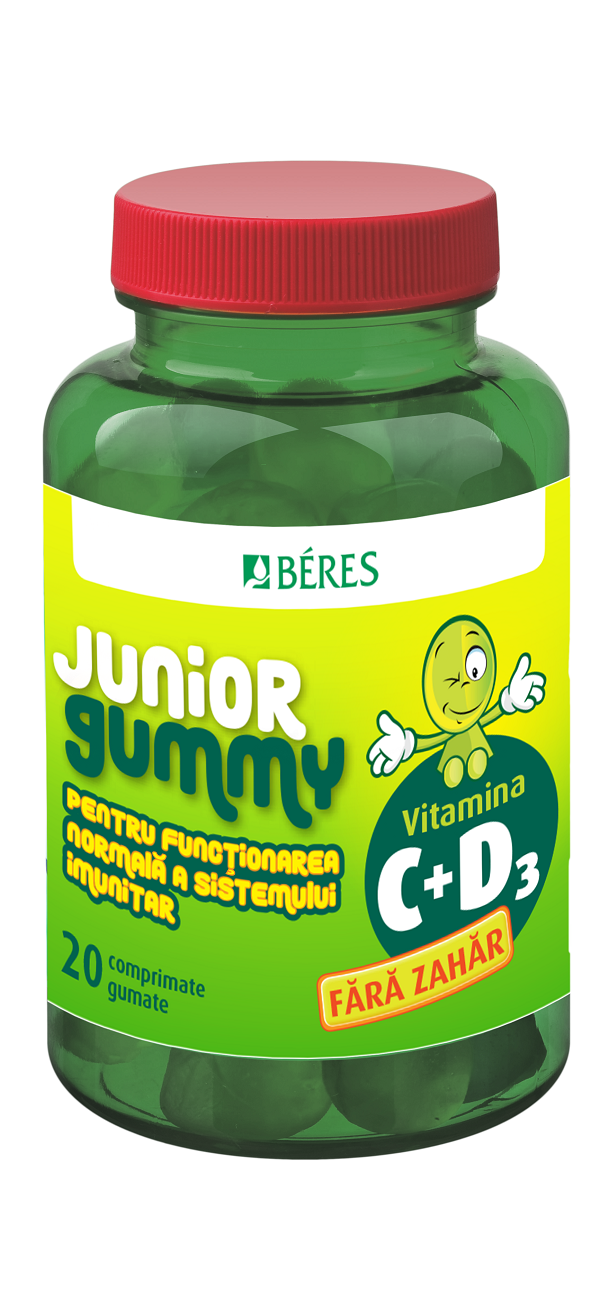 BERES PHARMACEUTICALS CO Vitamina c + d3 junior gummy, 20 comprimate gumate, beres pharmaceuticals co