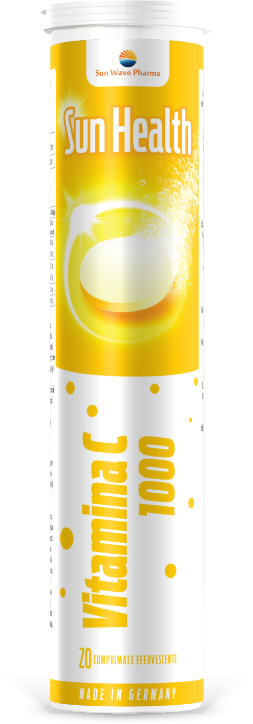 Vitamina C 1000mg Sun Health, 20 comprimate efervescente, Sun Wave Pharmaefervescente