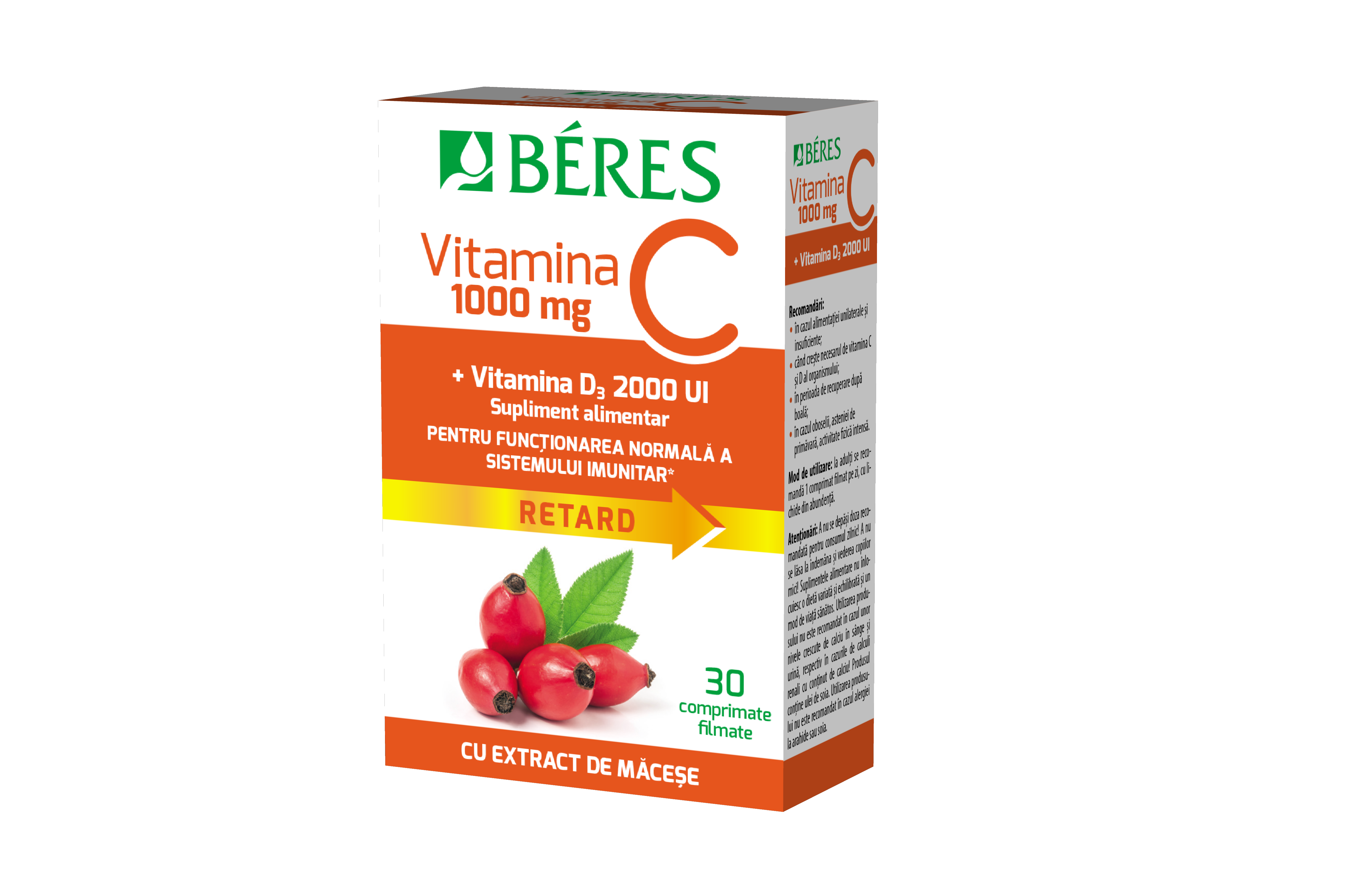 Vitamina C 1000 mg plus Vitamina D3 2000UI, 30 comprimate, Beres Pharmaceuticals Co