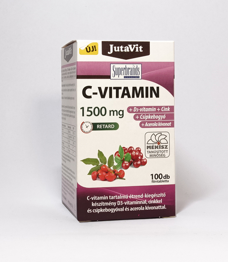Vitamina C Retard 1500 mg + D3 + Zinc, 100 tablete, JutaVit