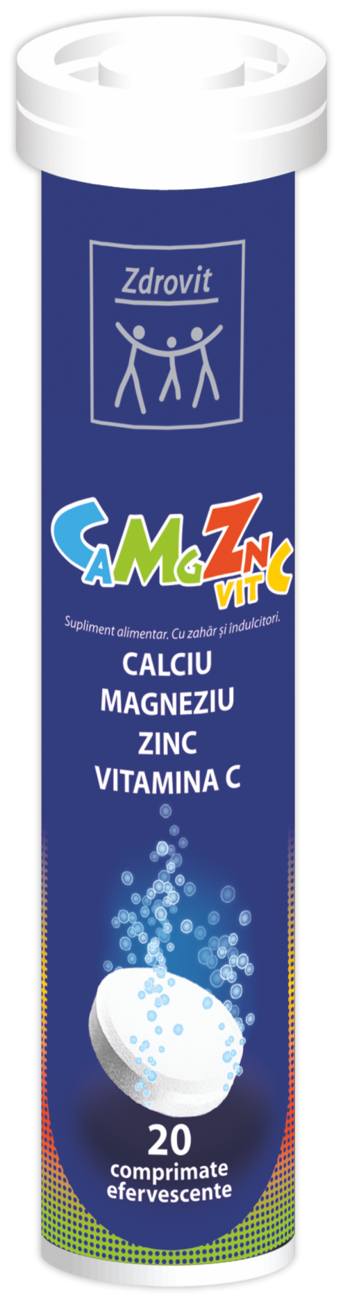 Ca Mg Zn + Vitamina C, 20 comprimate efervescente, Zdrovit