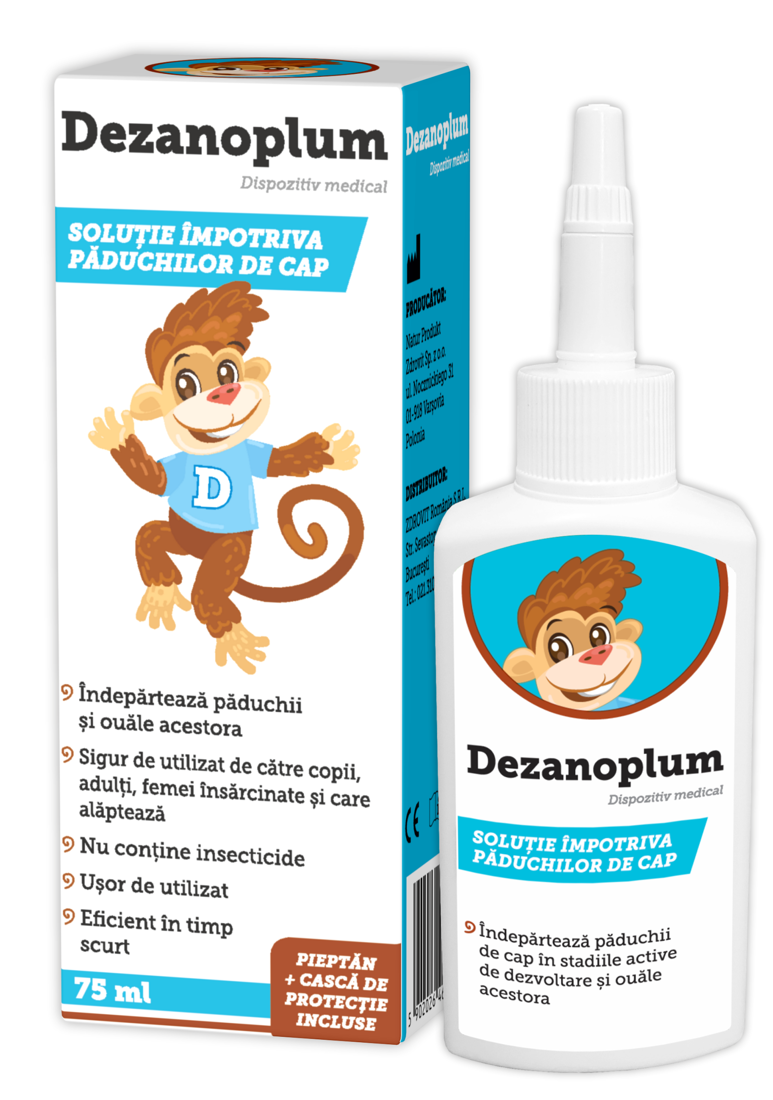 Soluție împotriva păduchilor Dezanoplum, 75 ml, Zdrovit