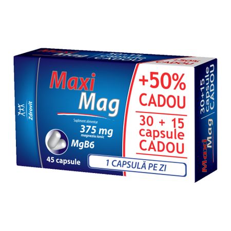 Pachet Maximag 30 comrpimate + 15 comprimate CADOU, Zdrovit