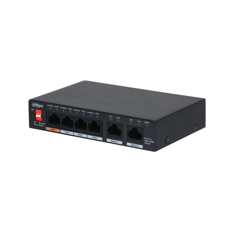 Switch PoE Gigabit industrial 4 + 2 porturi Dahua PFS3006-4GT-60
