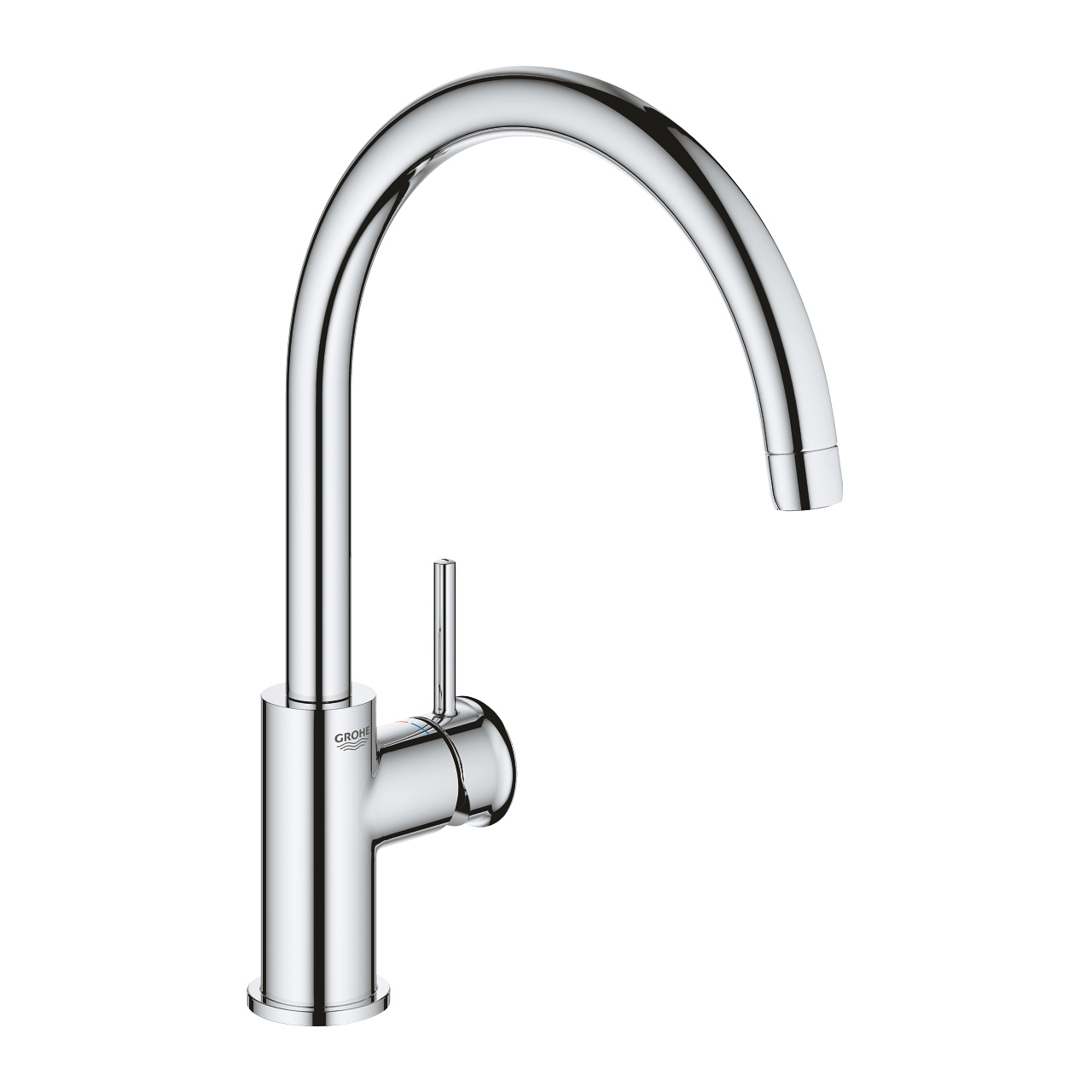 Baterii bucatarie - Baterie bucatarie Grohe Bau Classic, pipa inalta tip C si rotativa, crom, laguna.ro