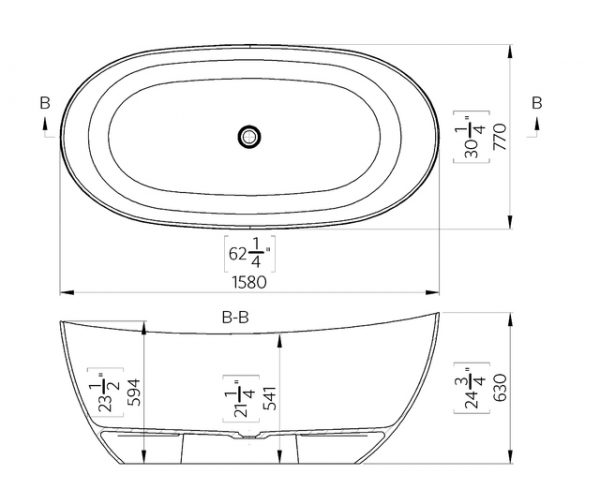 Cada baie Cada freestanding Cast Marble Colmar 158x70x63 cm,