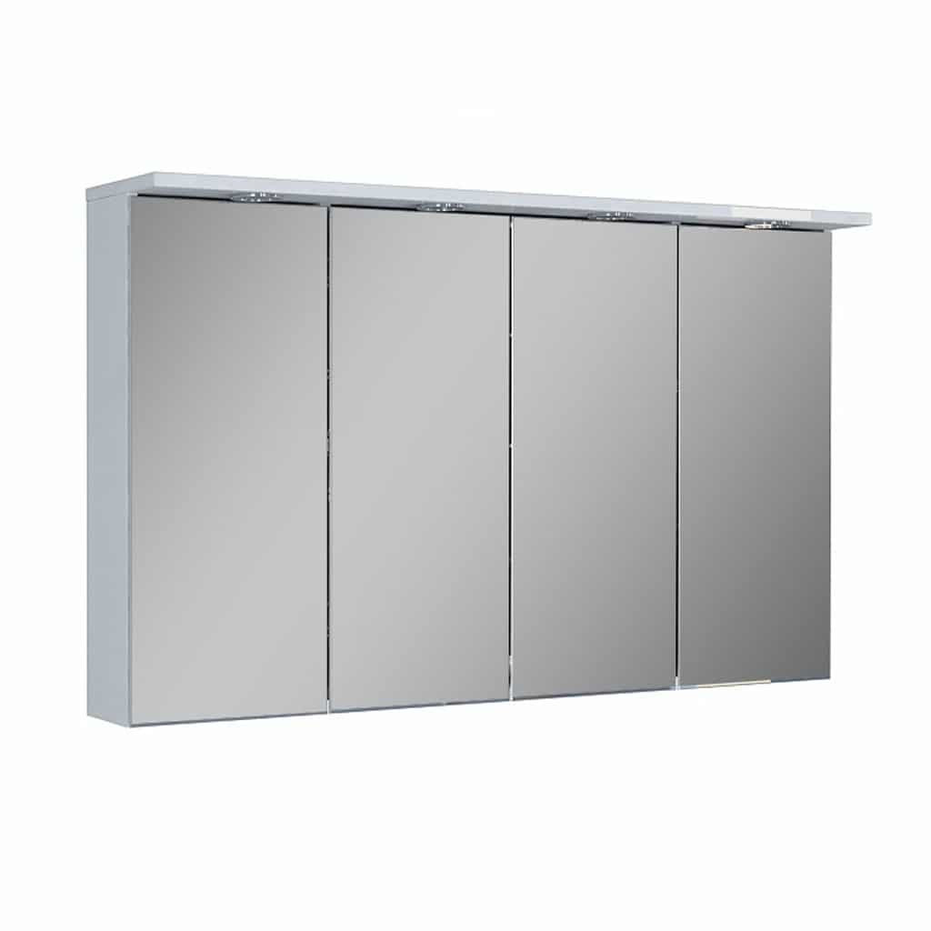 Dulapuri cu oglinda - Dulap cu oglinda si iluminare Oristo Silver 120x72x14 cm, alb, laguna.ro