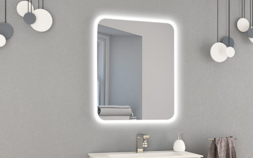 Oglinzi baie, oglinzi cosmetice si corpuri de iluminat - Oglinda cu iluminare LED si dezaburire BadenHaus 60x95 cm, laguna.ro